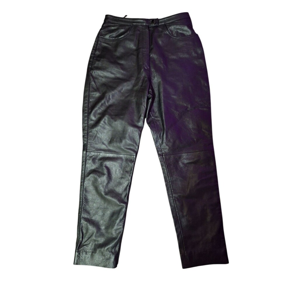 Vintage Benard Couture High Waist Leather Pants Women's Sz 8 Baggy MOM Biker Y2K